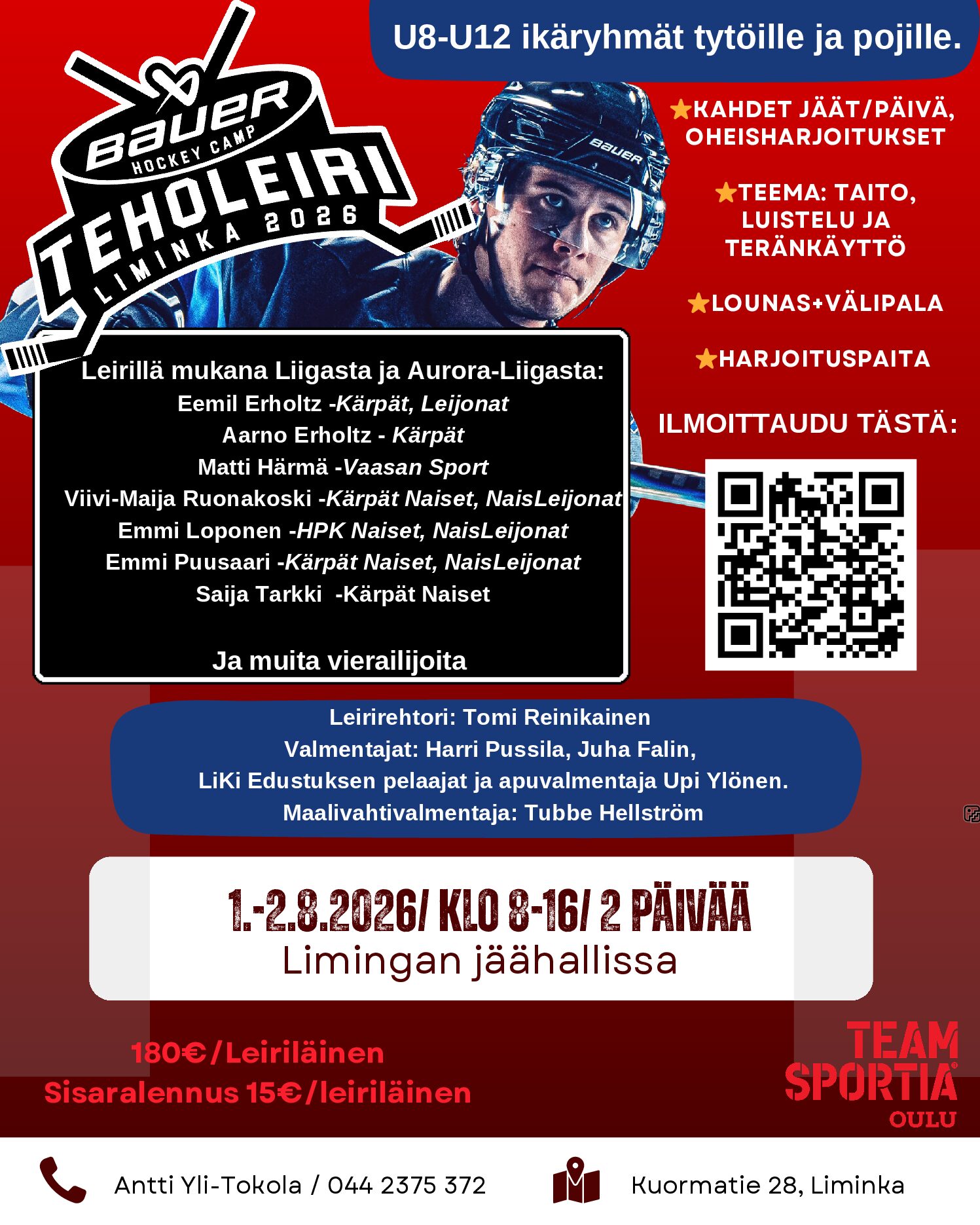 Featured image for “Bauer Hockey Camp -teholeiri Liminka 2026”
